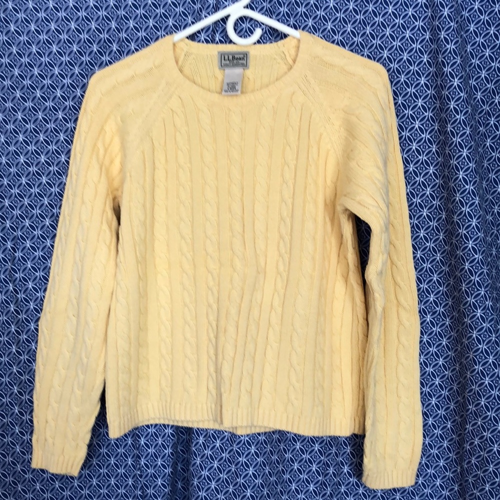 L.L. Bean yellow cable sweater